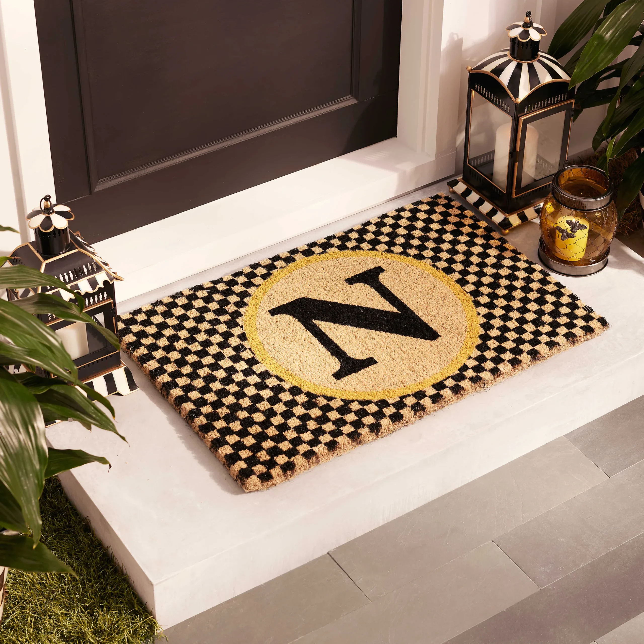 Outdoor|Rugs|MacKenzie-Childs Monogrammed N Entrance Mat