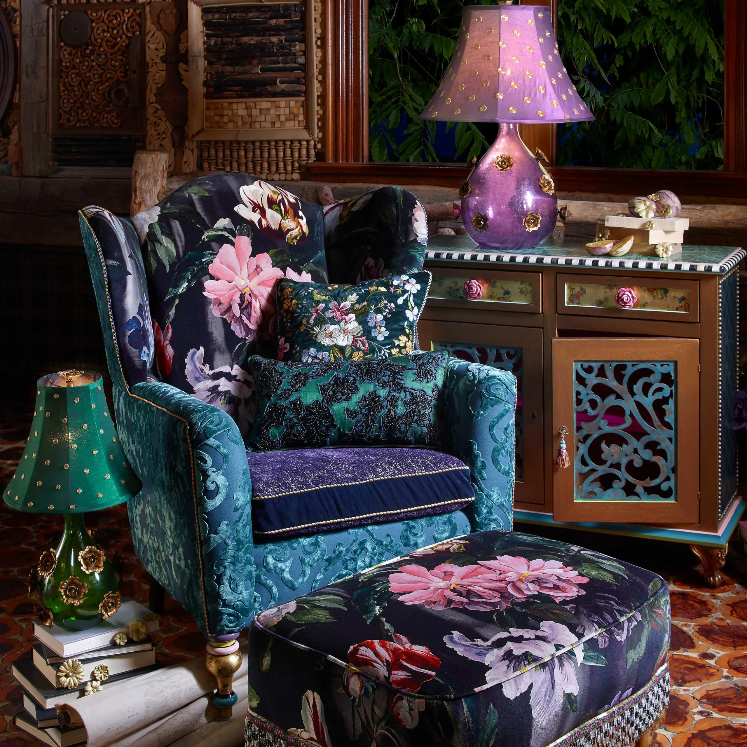 Storage Furniture|Living Room|MacKenzie-Childs Moonlight Garden Chest