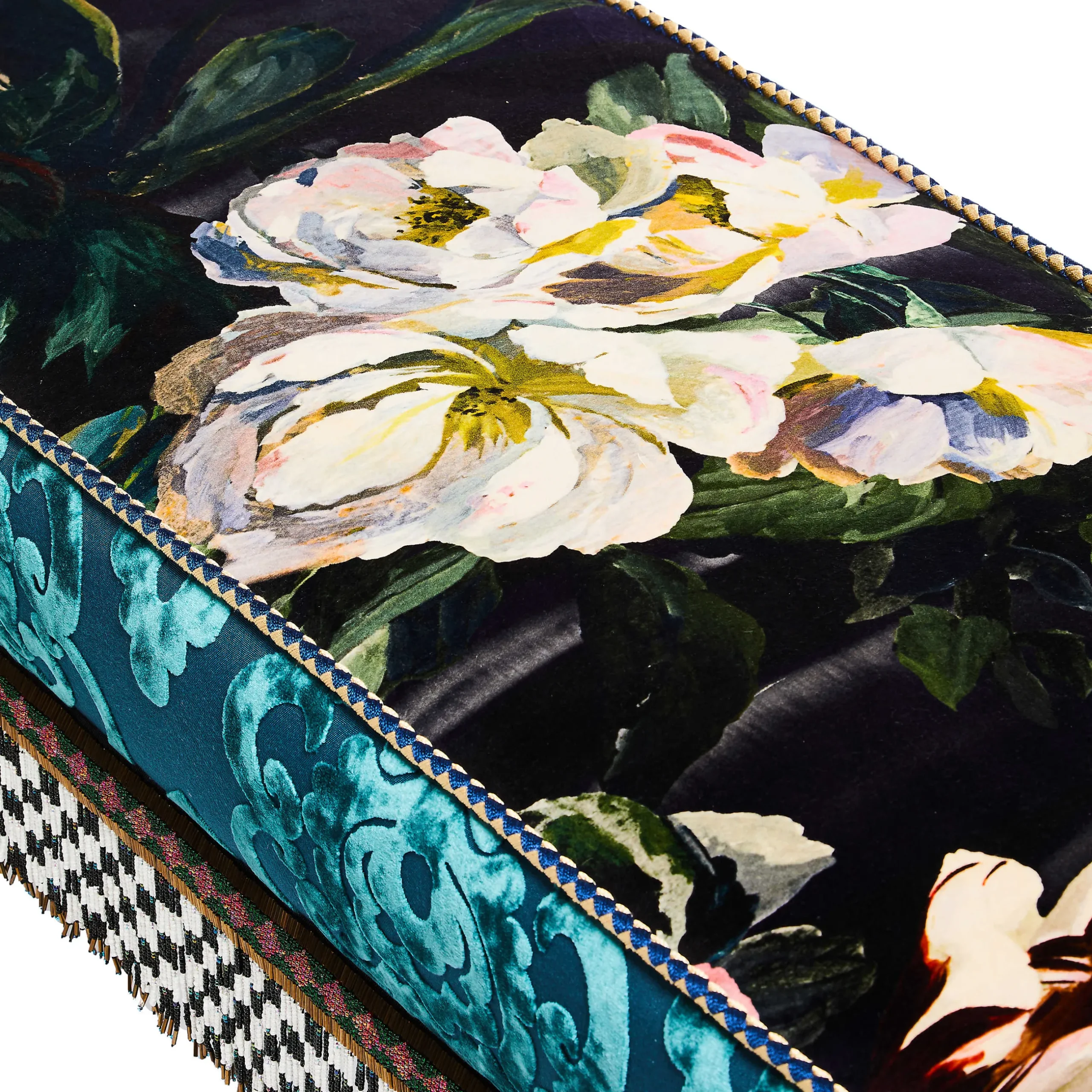 Living Room|Bedroom|MacKenzie-Childs Moonlight Garden Floral Scuttlebutt Bench