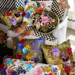 Pillows, Throws, & Cushions|MacKenzie-Childs Moonlight Garden Round Throw Pillow