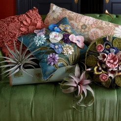Pillows, Throws, & Cushions|MacKenzie-Childs Moonlight Garden Round Throw Pillow
