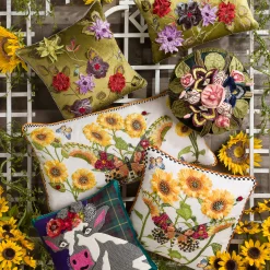 Pillows, Throws, & Cushions|MacKenzie-Childs Moonlight Garden Round Throw Pillow