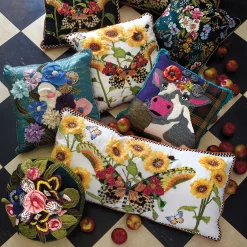 Pillows, Throws, & Cushions|MacKenzie-Childs Moonlight Garden Round Throw Pillow