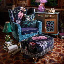 Living Room|MacKenzie-Childs Moonlight Garden Rumor Has It Ottoman