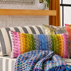 Pillows, Throws, & Cushions|Room Accents|MacKenzie-Childs Mosaic Basket Weave Throw
