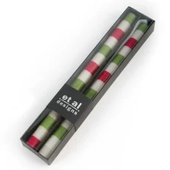 Holiday|Candles & Fragrances|MacKenzie-Childs Multi Bands Red Green Dinner Candles, Set of 2