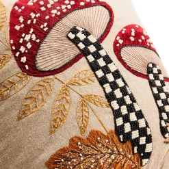 The Fall Shop|Pillows, Throws, & Cushions|MacKenzie-Childs Mushroom Check Beaded Throw Pillow