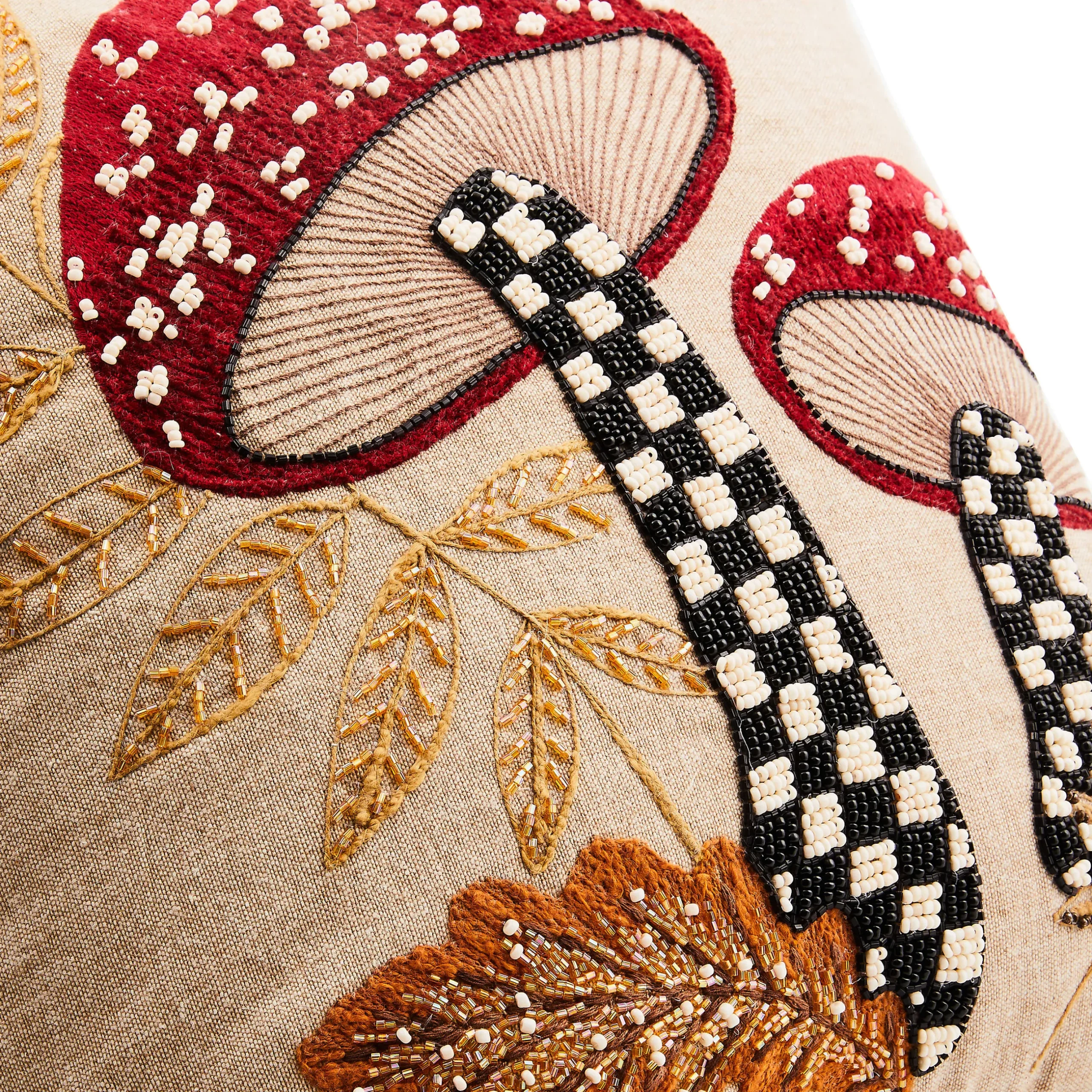 The Fall Shop|Pillows, Throws, & Cushions|MacKenzie-Childs Mushroom Check Beaded Throw Pillow