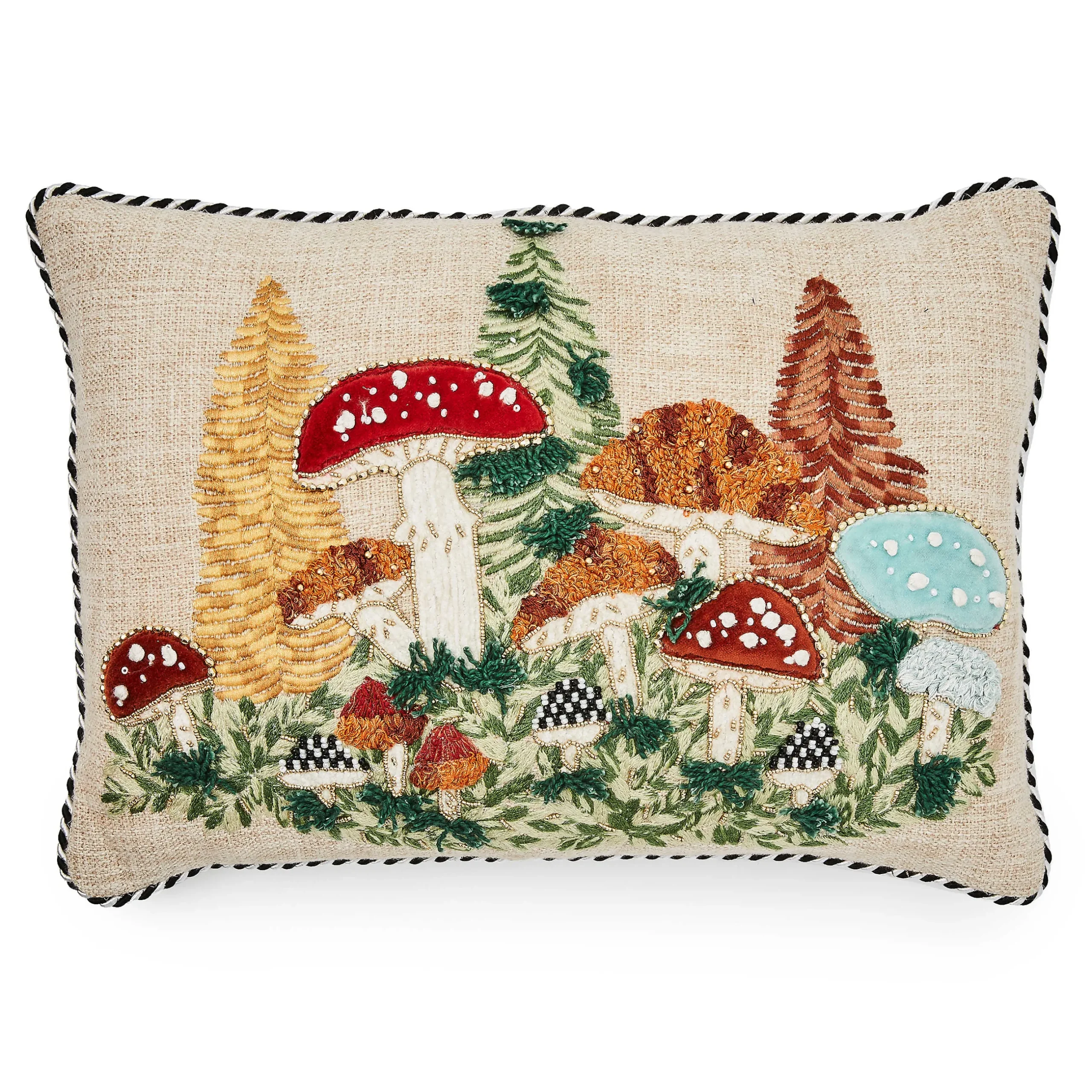 Pillows, Throws, & Cushions|MacKenzie-Childs Mushroom Embellished Lumbar Pillow