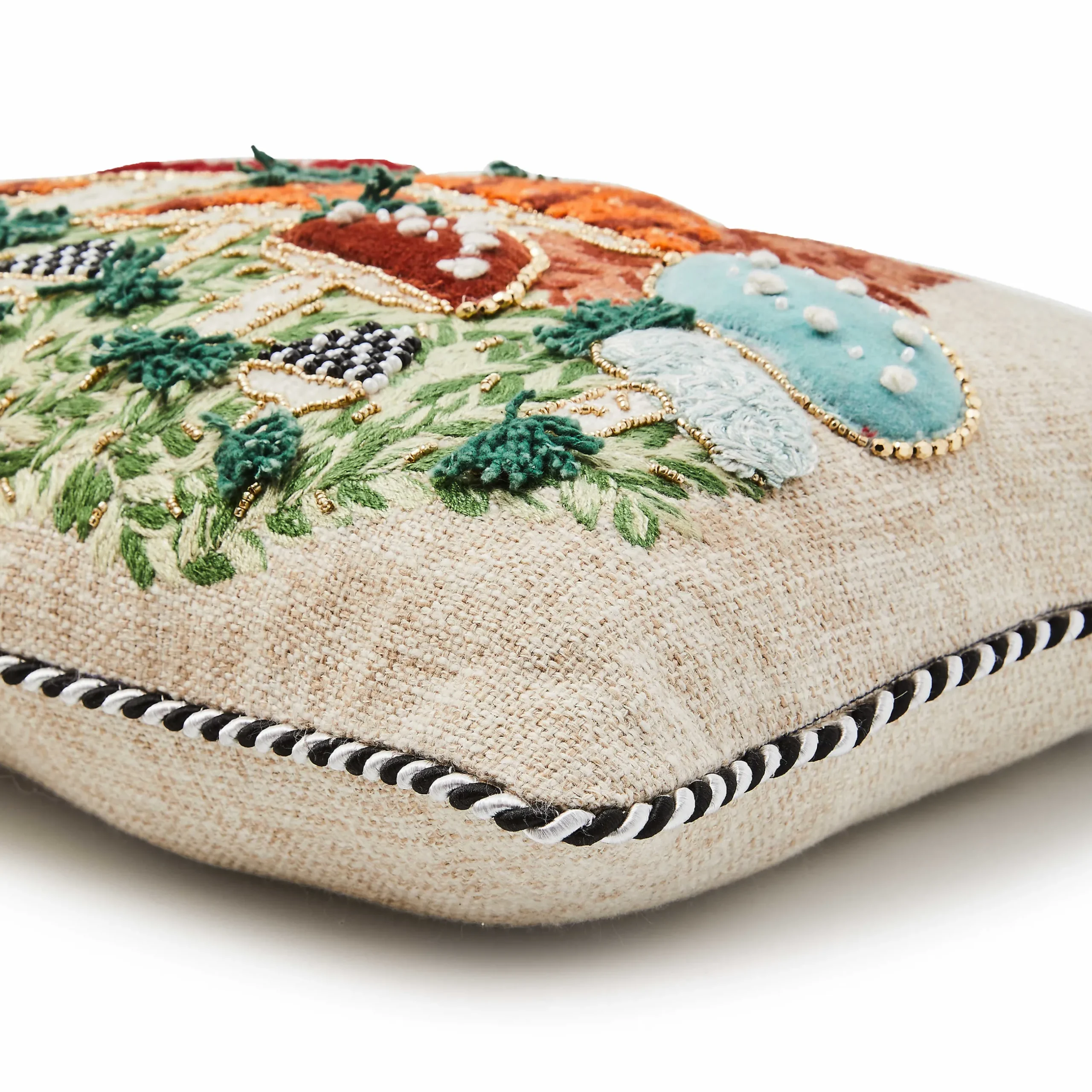 Pillows, Throws, & Cushions|MacKenzie-Childs Mushroom Embellished Lumbar Pillow