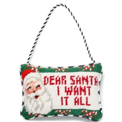 Holiday|MacKenzie-Childs Needlepoint Santa Ornament