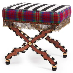 Bedroom|Living Room|MacKenzie-Childs On Wall Street Stripe Cushioned Accent Stool