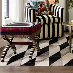 Bedroom|Living Room|MacKenzie-Childs On Wall Street Stripe Cushioned Accent Stool