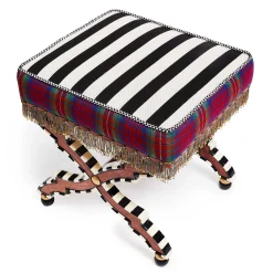 Bedroom|Living Room|MacKenzie-Childs On Wall Street Stripe Cushioned Accent Stool