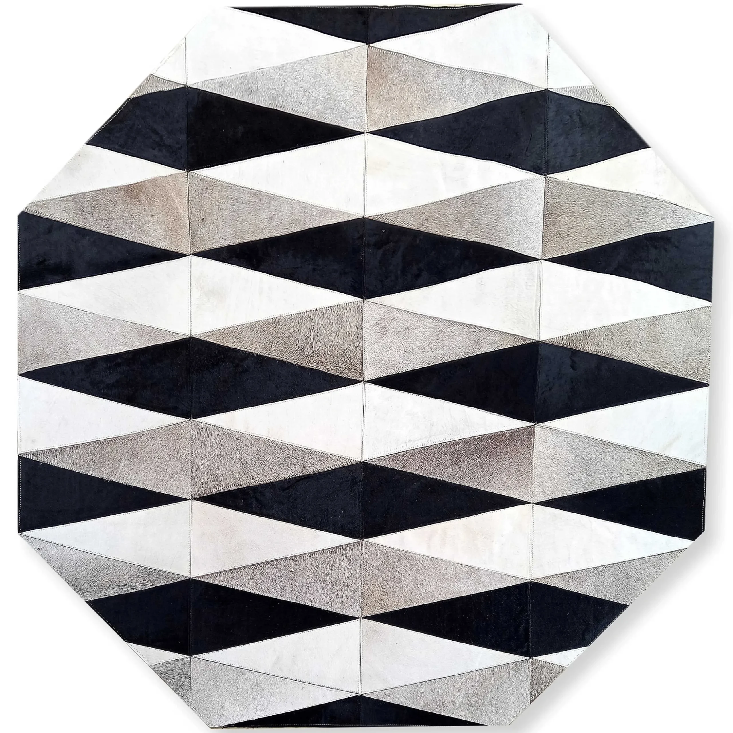Rugs|MacKenzie-Childs Parallelogram Hair On Hide 6' Octagon Rug