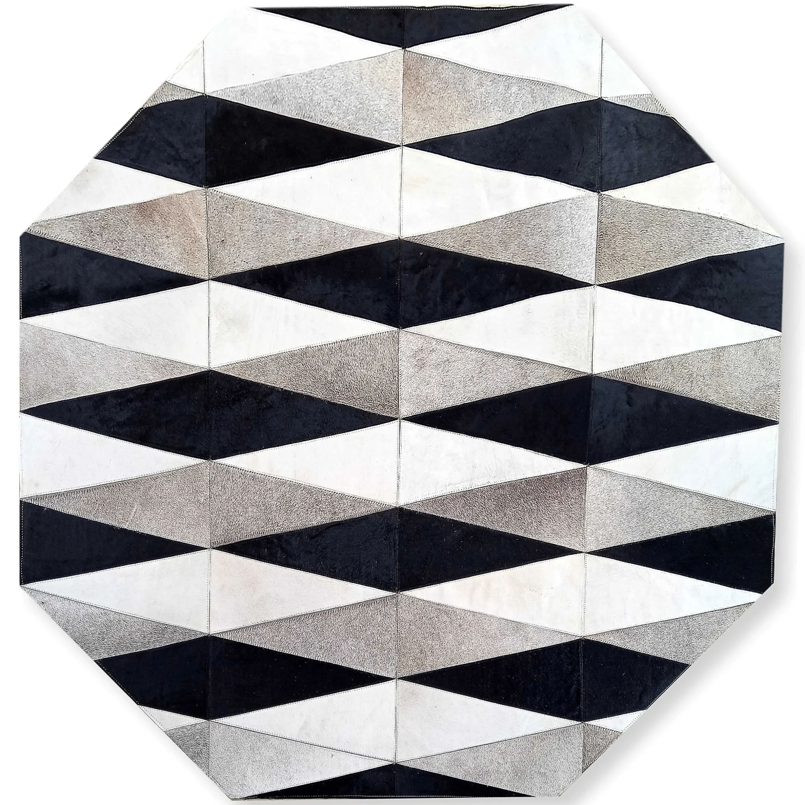 Rugs|MacKenzie-Childs Parallelogram Hair On Hide 6' Octagon Rug