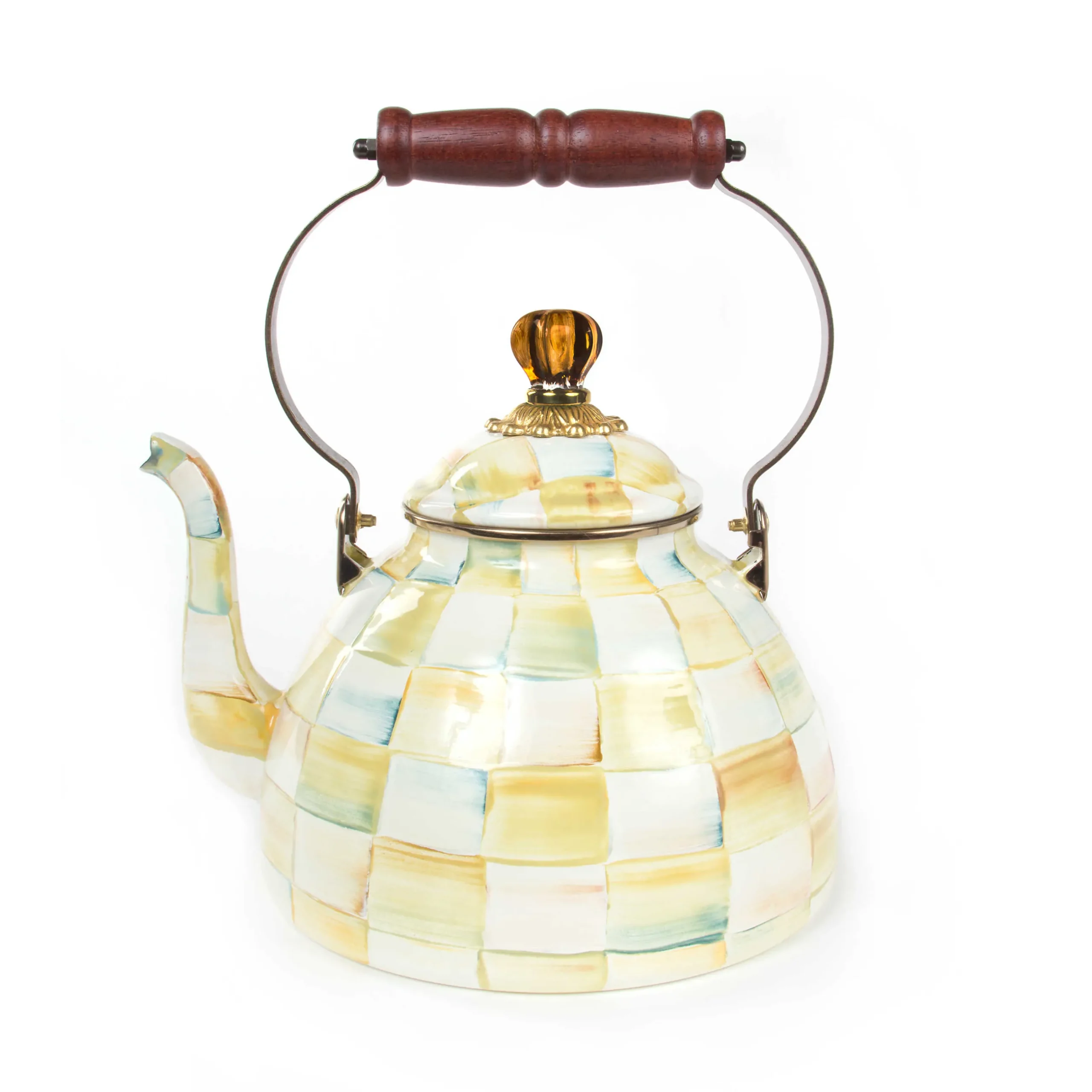Tea Kettles|MacKenzie-Childs Parchment Check 3 Quart Tea Kettle