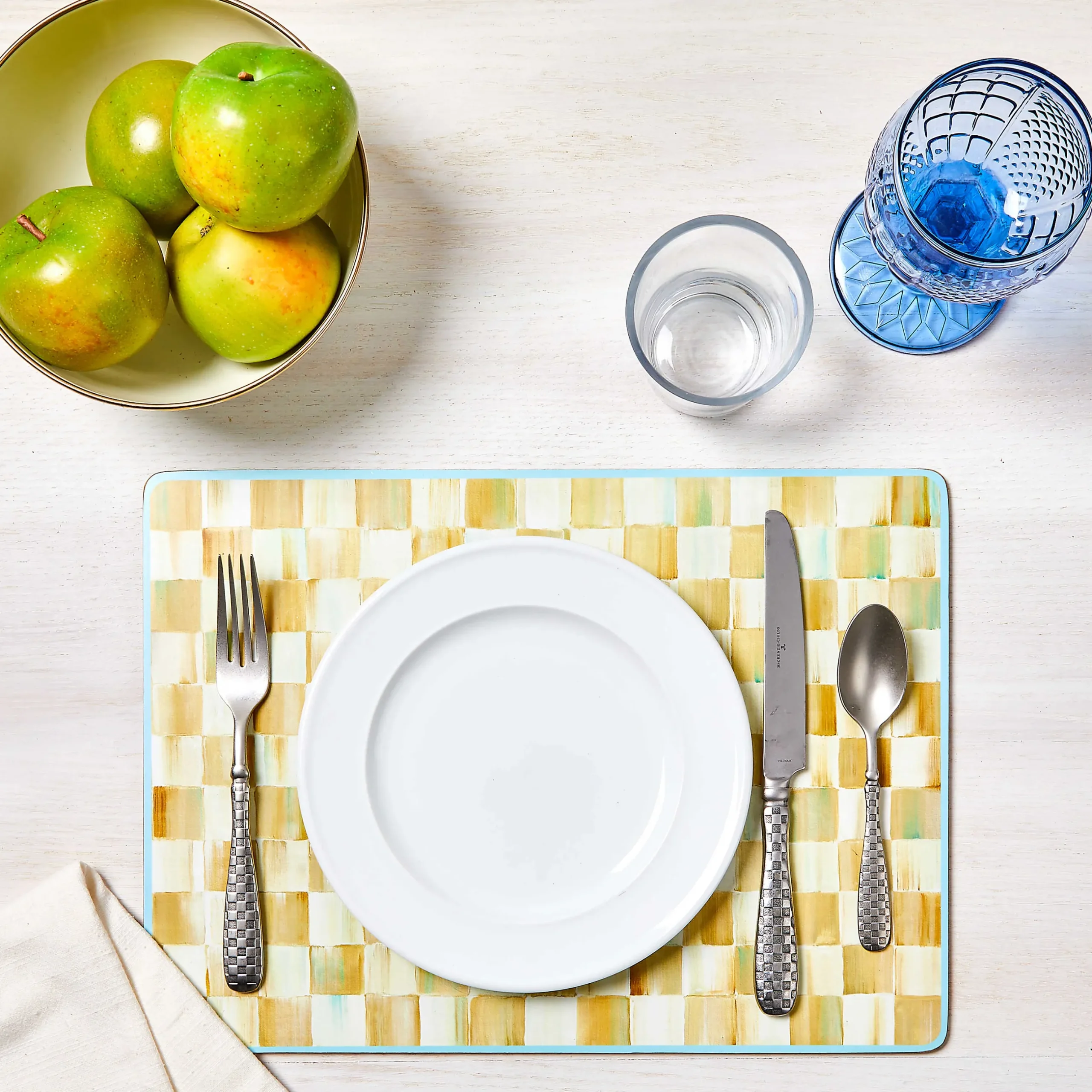Table Accessories|Kitchen & Table Linens|MacKenzie-Childs Parchment Check Cork Back Placemats, Set of 4