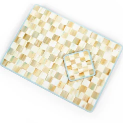 Table Accessories|Kitchen & Table Linens|MacKenzie-Childs Parchment Check Cork Back Placemats, Set of 4