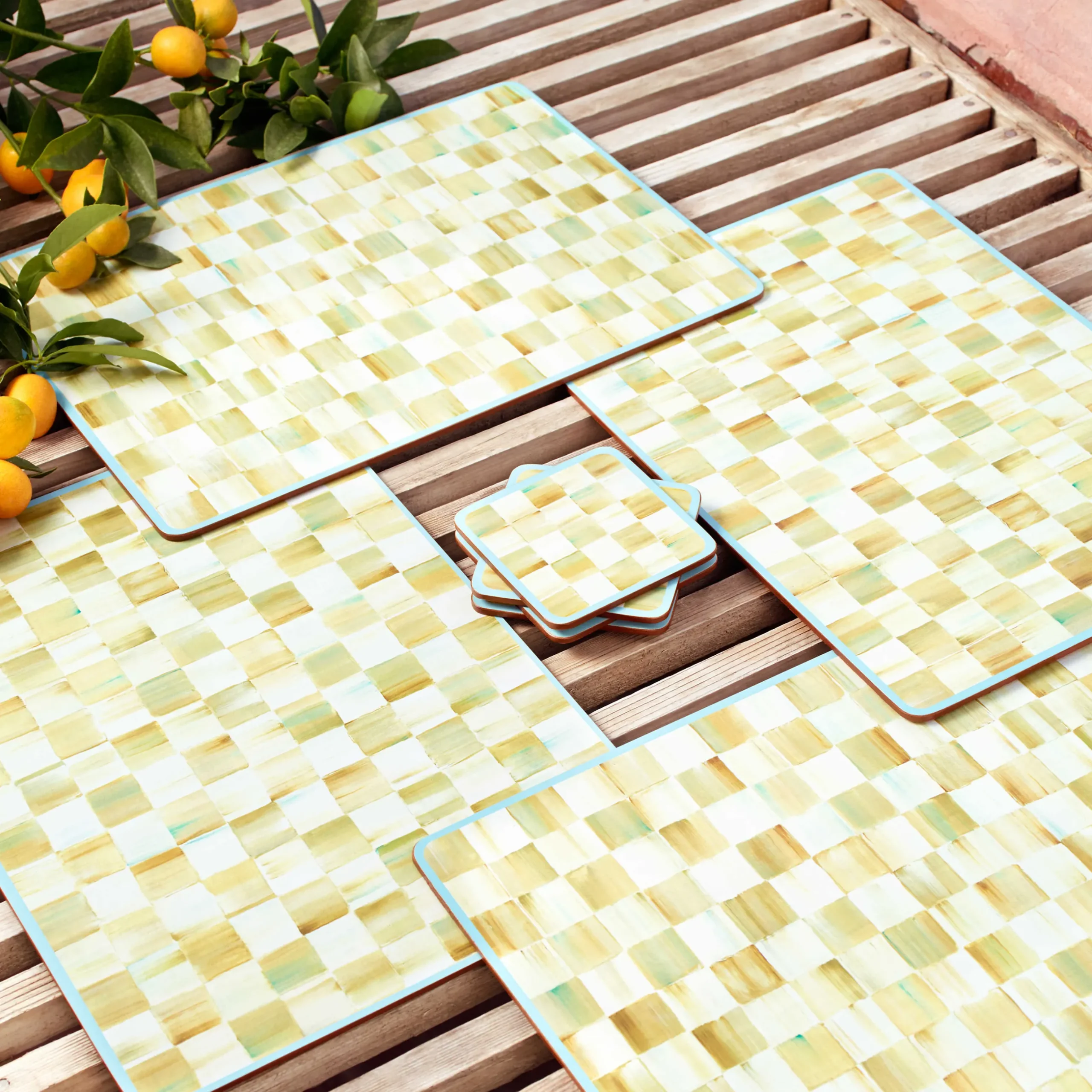 Table Accessories|Kitchen & Table Linens|MacKenzie-Childs Parchment Check Cork Back Placemats, Set of 4