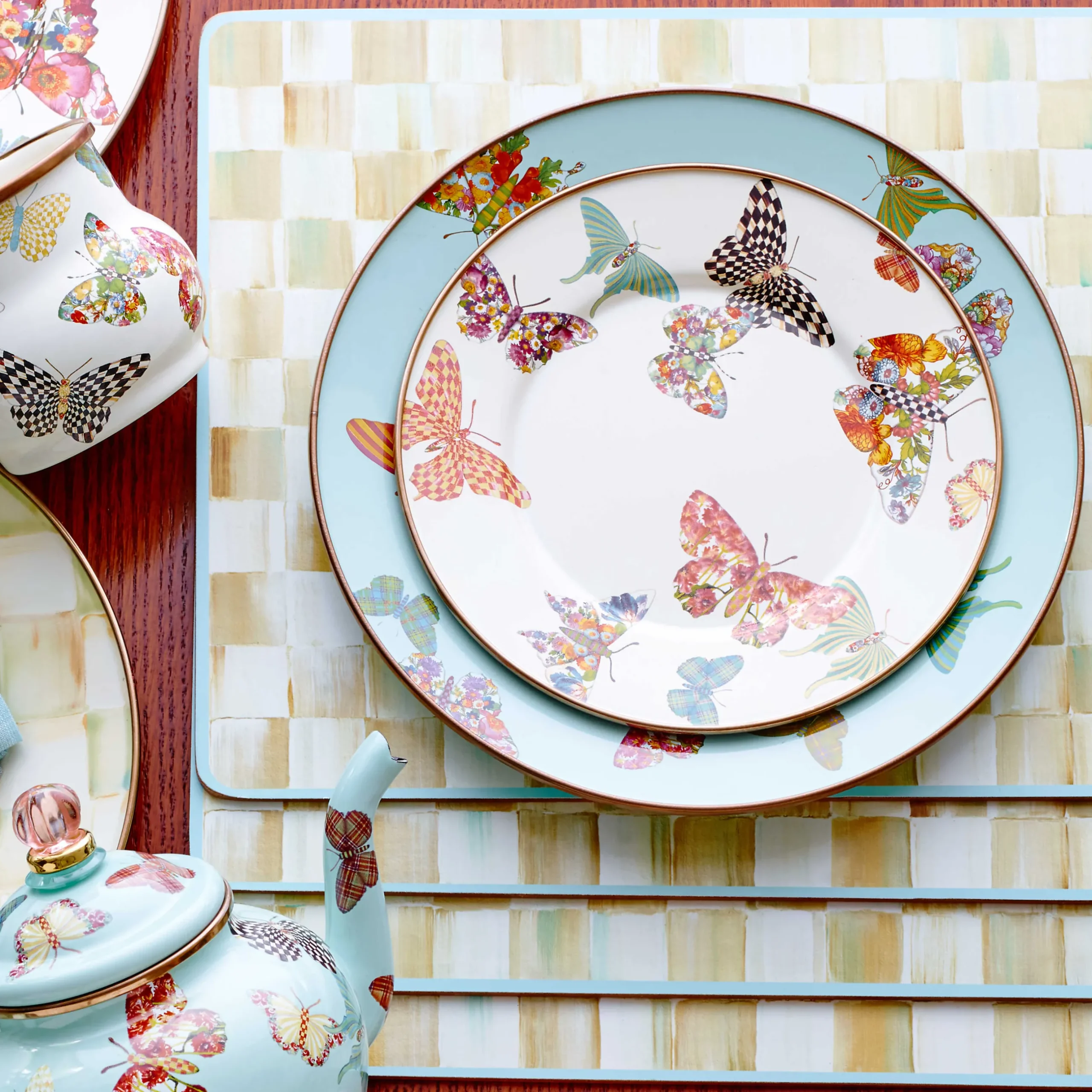 Table Accessories|Kitchen & Table Linens|MacKenzie-Childs Parchment Check Cork Back Placemats, Set of 4