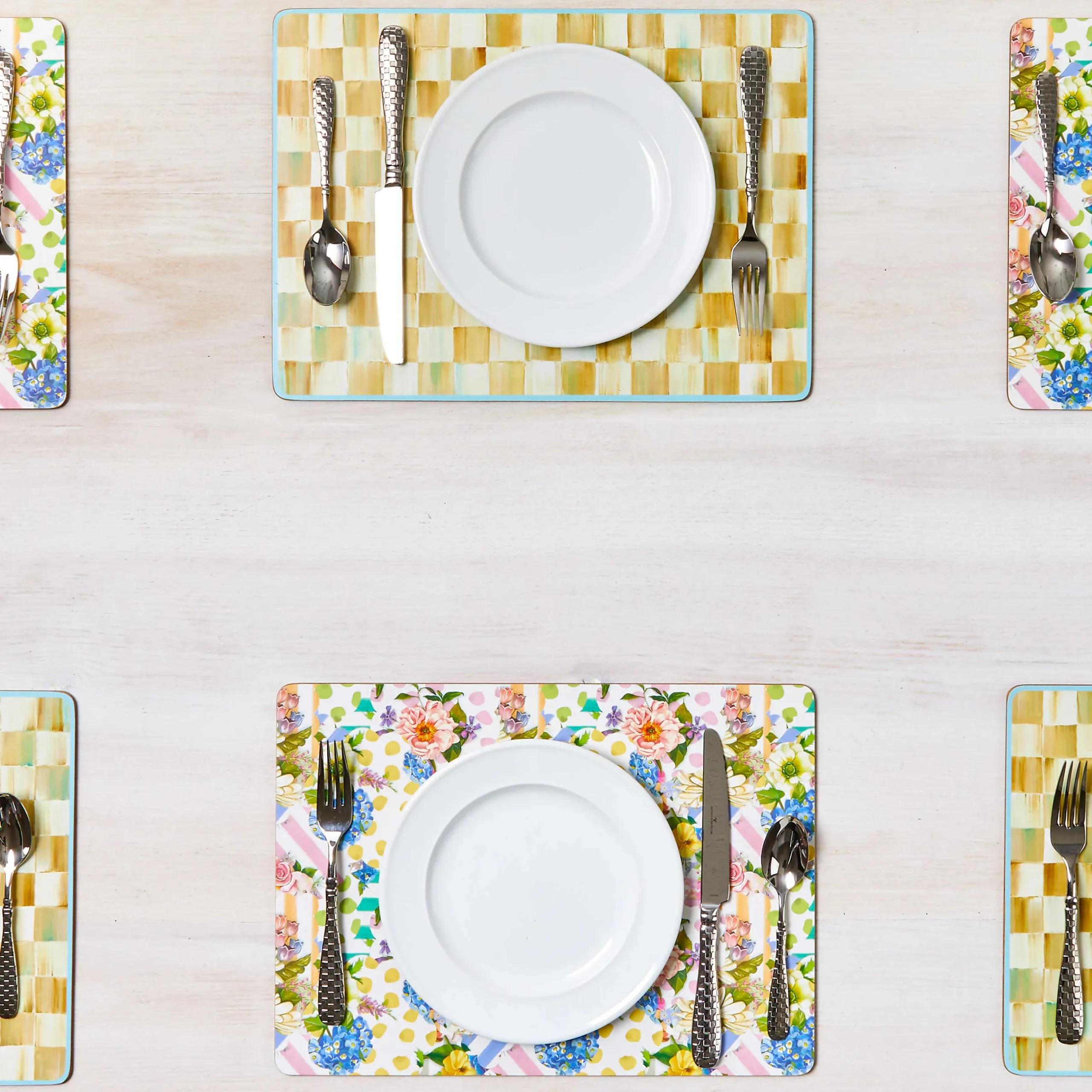 Table Accessories|Kitchen & Table Linens|MacKenzie-Childs Parchment Check Cork Back Placemats, Set of 4
