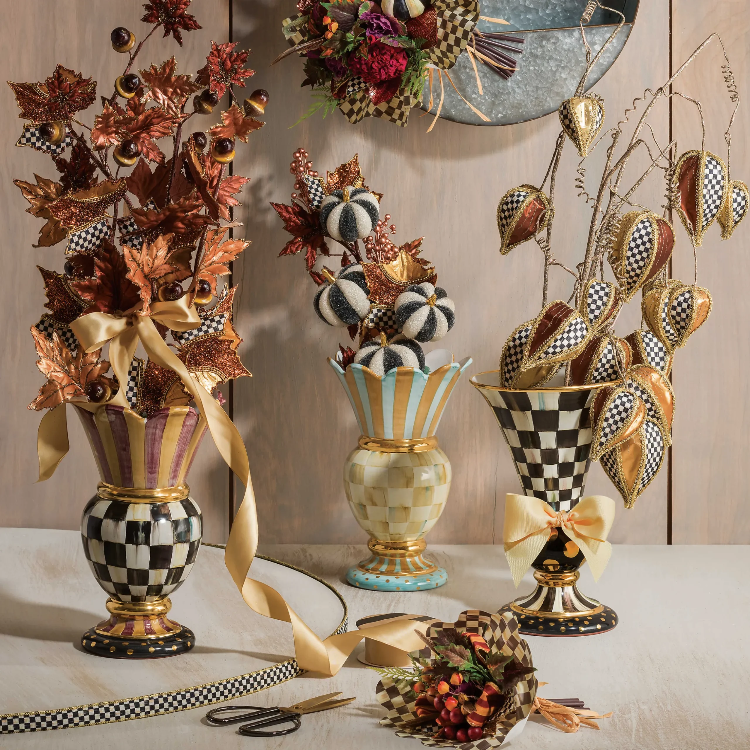 Room Accents|MacKenzie-Childs Parchment Check Great Vase