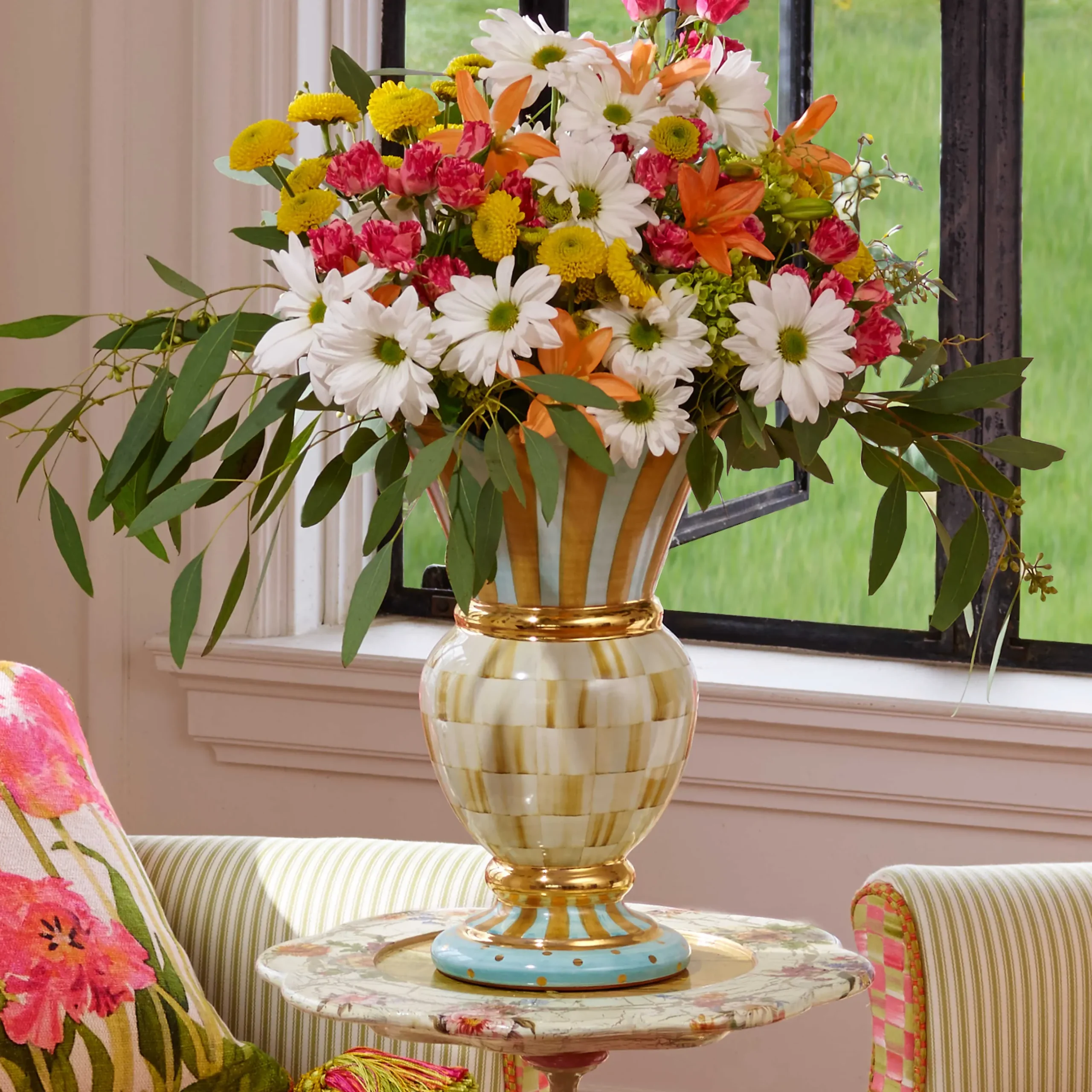 Room Accents|MacKenzie-Childs Parchment Check Great Vase