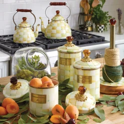 Room Accents|Kitchen Storage & Organization|MacKenzie-Childs Parchment Check Large Canister