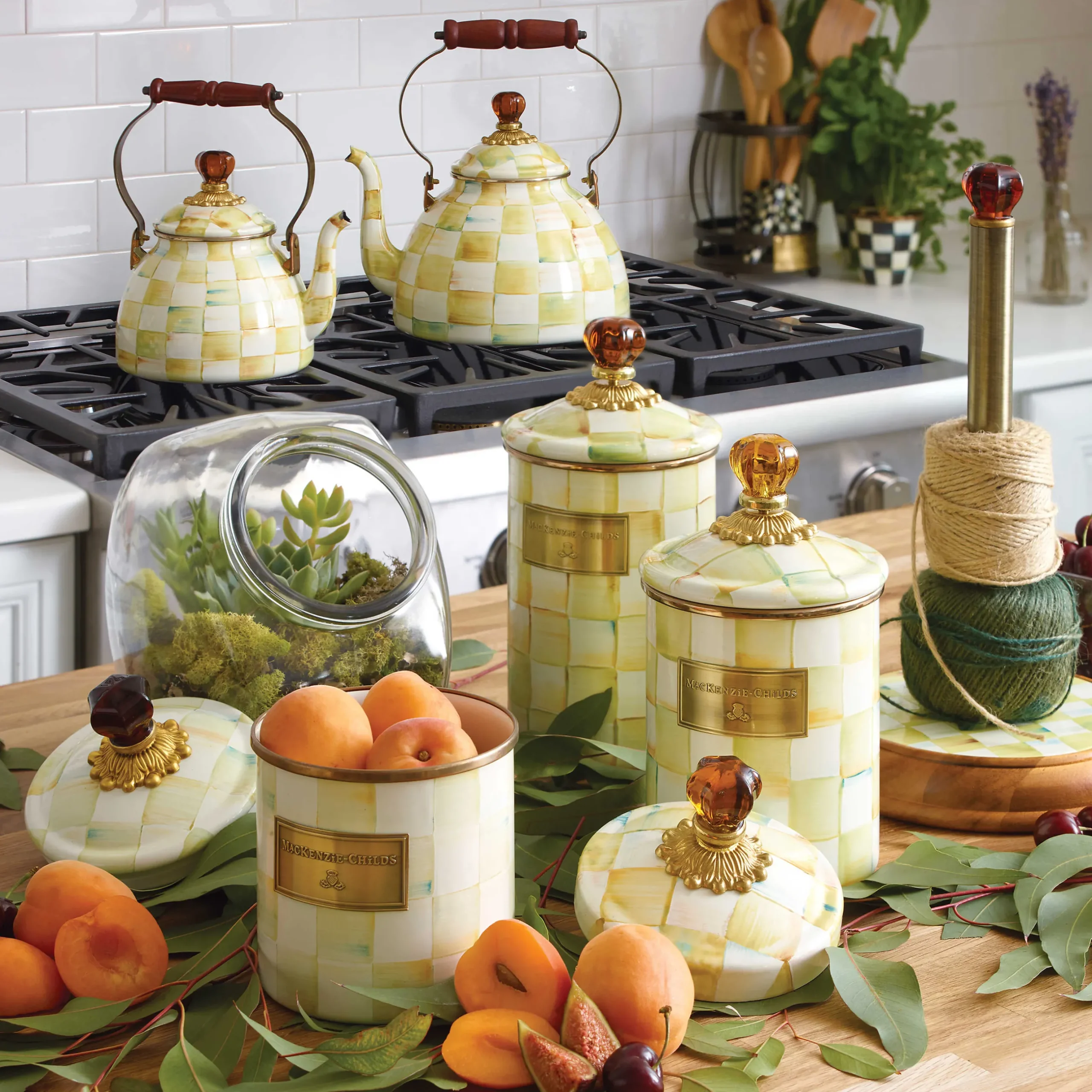 Room Accents|Kitchen Storage & Organization|MacKenzie-Childs Parchment Check Large Canister