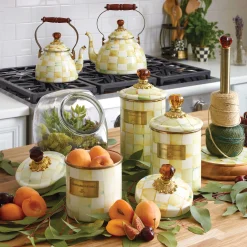 Room Accents|Kitchen Storage & Organization|MacKenzie-Childs Parchment Check Medium Canister