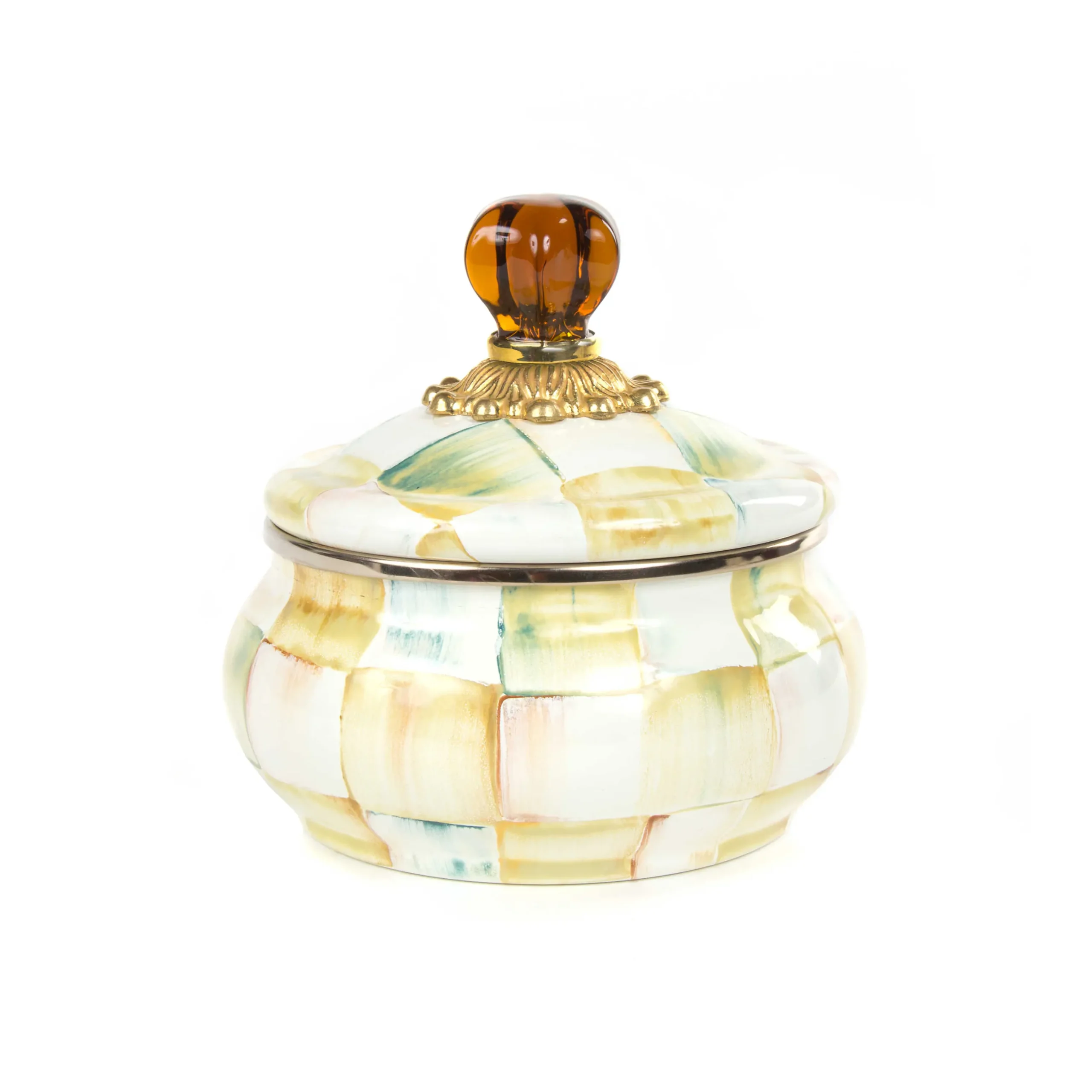 Bath & Bath Accessories|Room Accents|MacKenzie-Childs Parchment Check Squashed Pot
