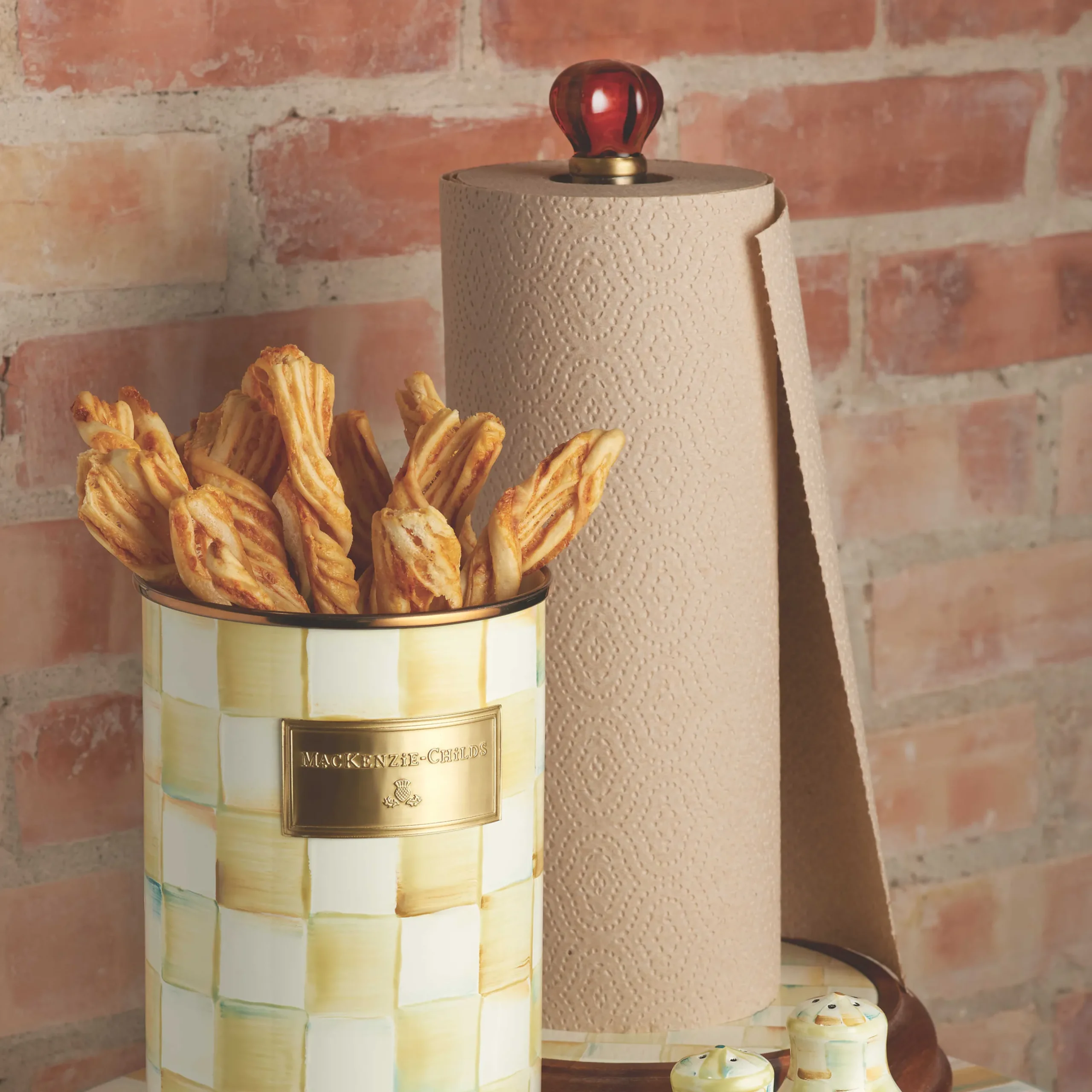 Kitchen Storage & Organization|MacKenzie-Childs Parchment Check Utensil Holder