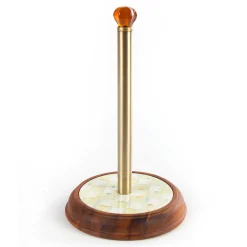 Kitchen Storage & Organization|MacKenzie-Childs Parchment Check Wood Paper Towel Holder