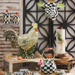 Kitchen Storage & Organization|MacKenzie-Childs Parchment Check Wood Paper Towel Holder