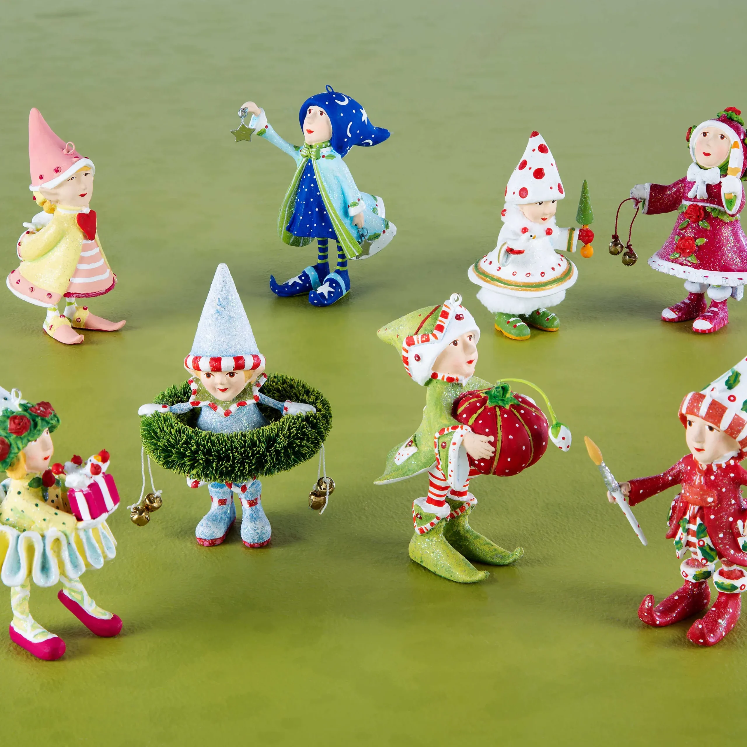Holiday|MacKenzie-Childs Patience Brewster Dash Away Elves Mini Ornaments Set