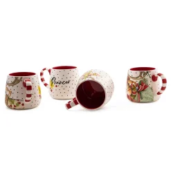 Holiday|Drinkware|MacKenzie-Childs Patience Brewster Dash Away Reindeer Mugs, Set of 4