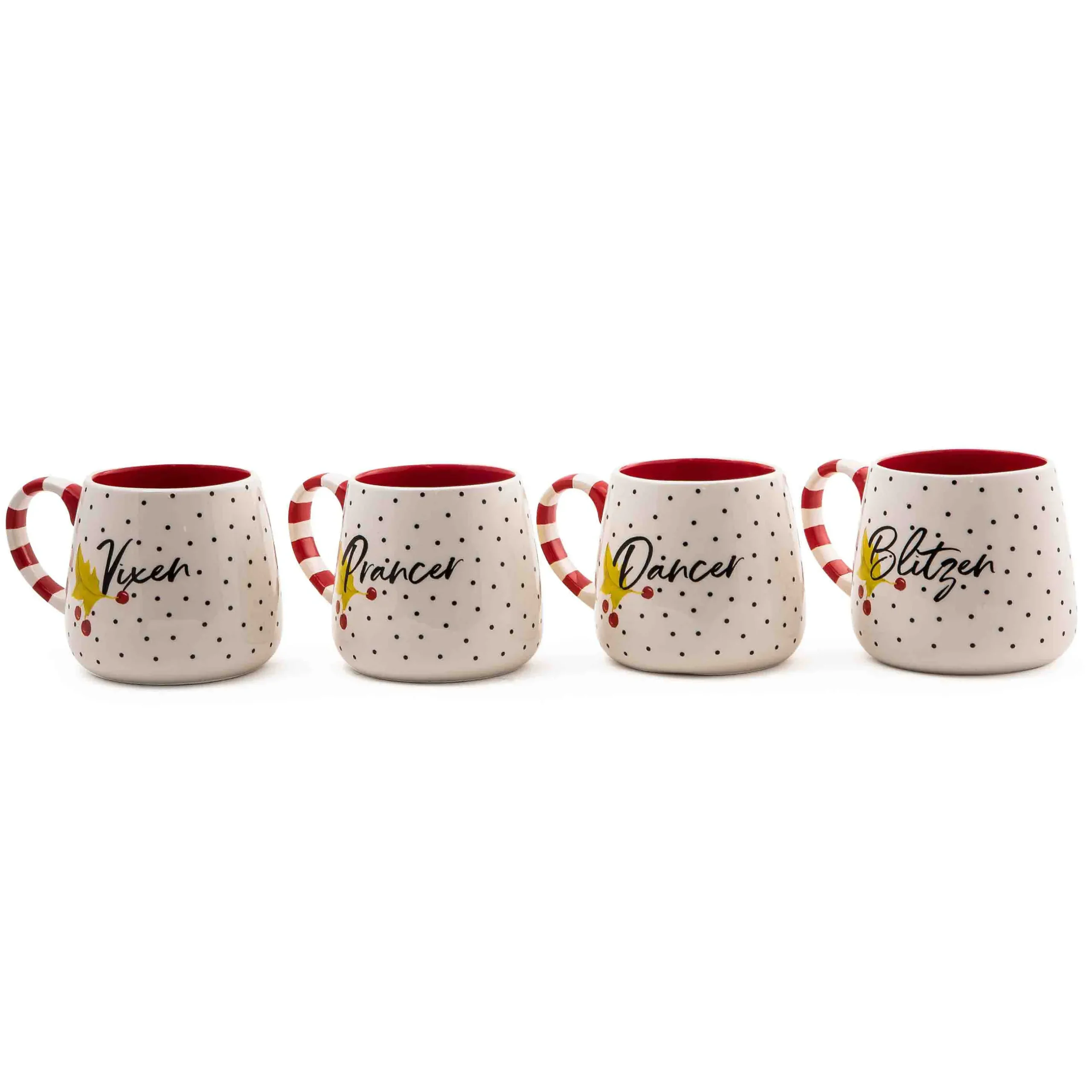 Holiday|Drinkware|MacKenzie-Childs Patience Brewster Dash Away Reindeer Mugs, Set of 4