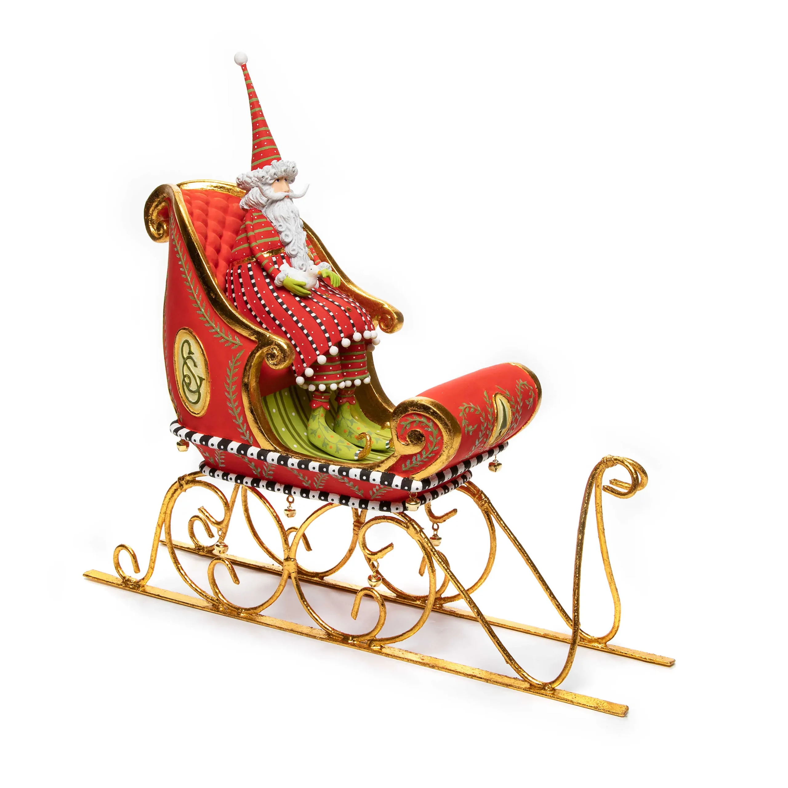 Holiday|Room Accents|MacKenzie-Childs Patience Brewster Dash Away Sitting Santa Sleigh Figure Set