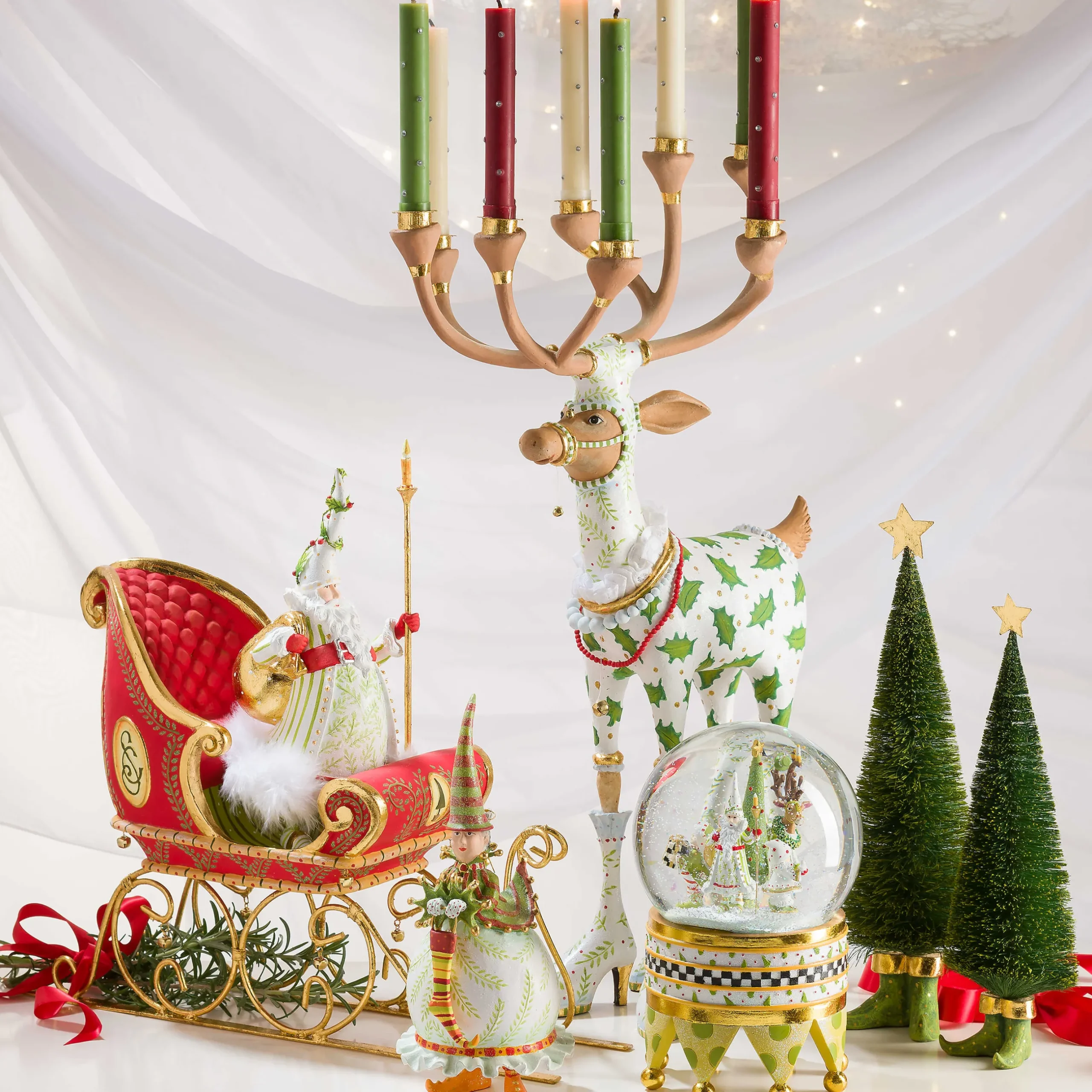 Holiday|Room Accents|MacKenzie-Childs Patience Brewster Dash Away Candlelight Santa Figure