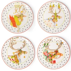 Holiday|Dinnerware & Flatware|MacKenzie-Childs Patience Brewster Dash Away Dessert Plates, Set of 4