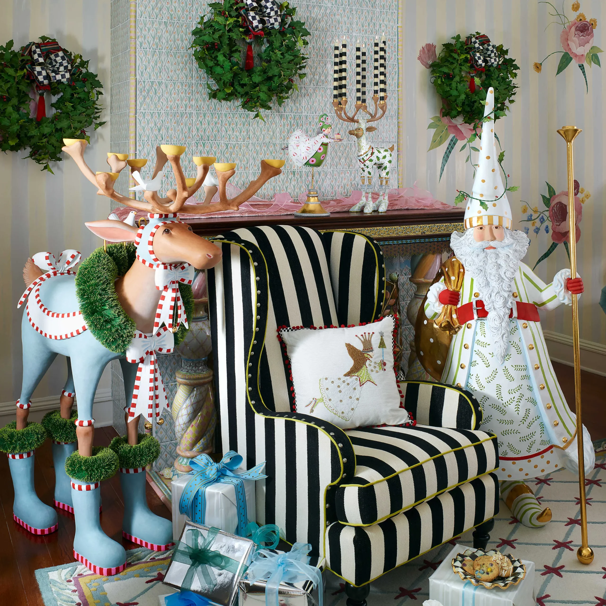 Holiday|Candles & Fragrances|MacKenzie-Childs Patience Brewster Dash Away Vixen Reindeer Candelabra