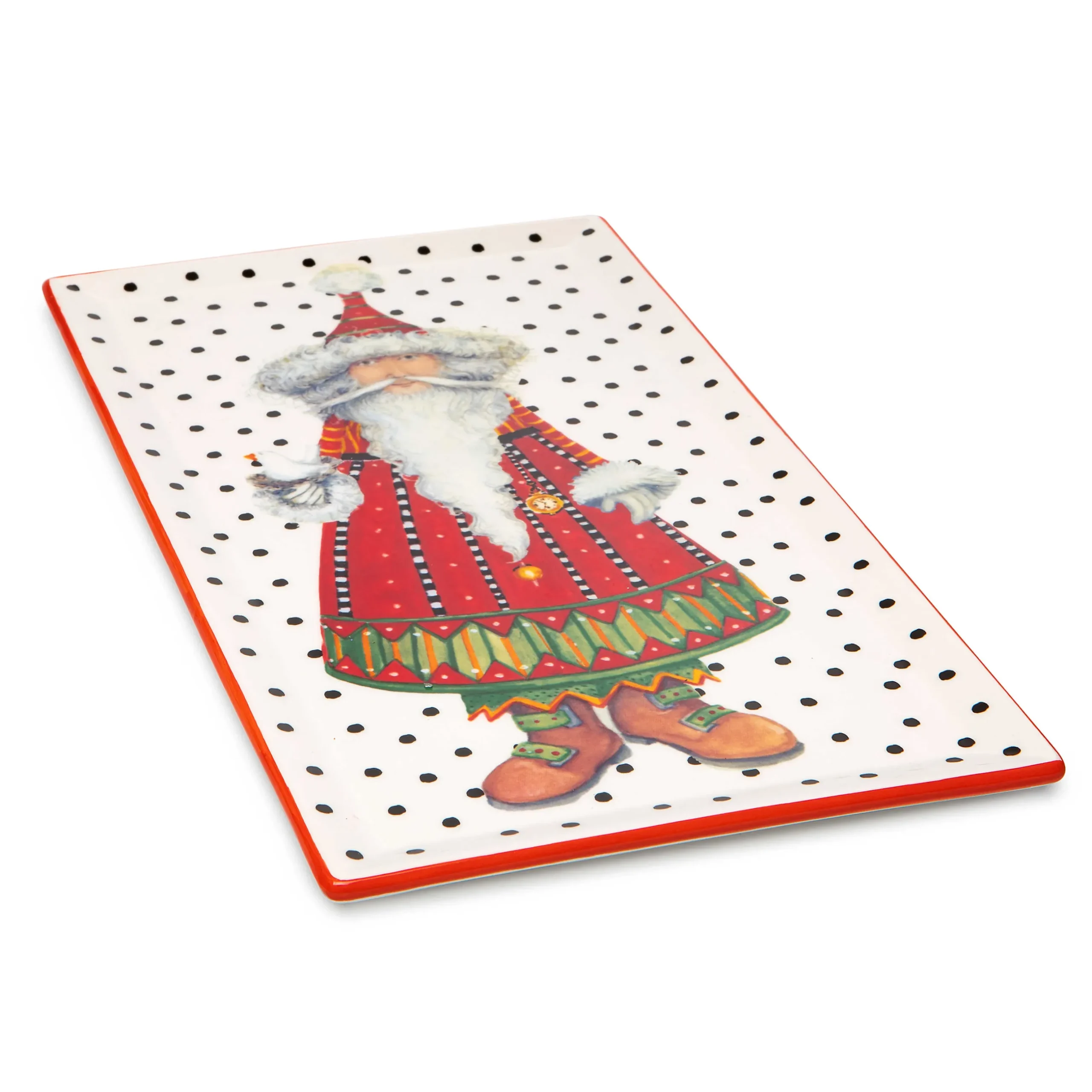 Holiday|Serveware|MacKenzie-Childs Patience Brewster Dash Away Santa Platter
