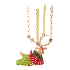Holiday|Room Accents|MacKenzie-Childs Patience Brewster Dash Away Sitting Prancer Reindeer Candelabra