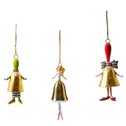 Holiday|Decor Sets|MacKenzie-Childs Patience Brewster Mini Bell Ornaments, Set of 3