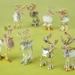 Holiday|MacKenzie-Childs Patience Brewster Moonbeam Reindeer Mini Ornaments Set