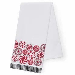 Holiday|Kitchen & Table Linens|MacKenzie-Childs Peppermint Embroidered Dish Towel