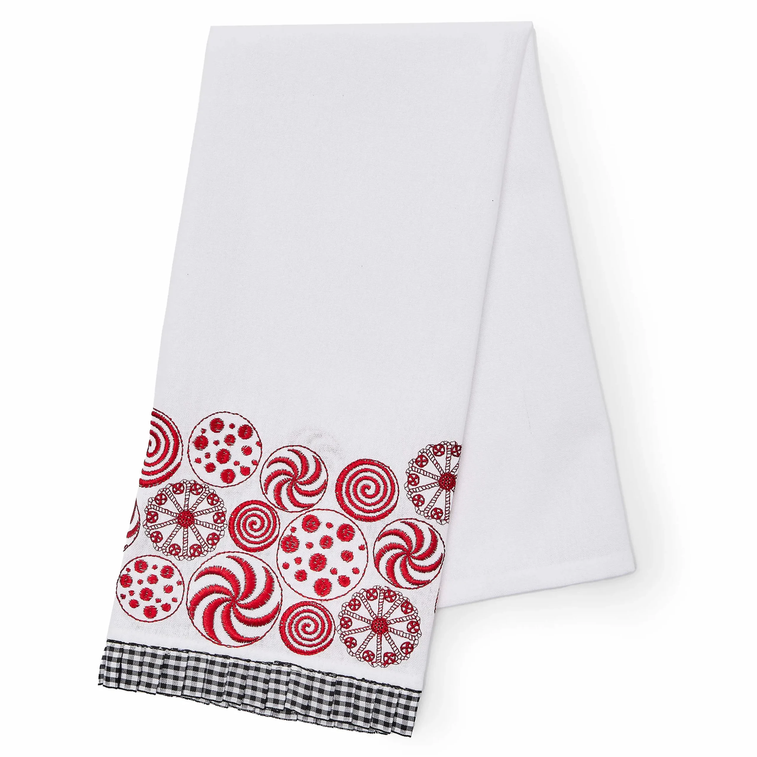 Holiday|Kitchen & Table Linens|MacKenzie-Childs Peppermint Embroidered Dish Towel