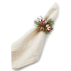 Table Accessories|Kitchen & Table Linens|MacKenzie-Childs Peppermint Pine Napkin Rings, Set of 4
