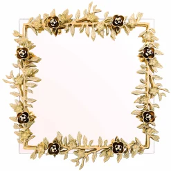 Room Accents|MacKenzie-Childs Petal Square Gold Wall Mirror